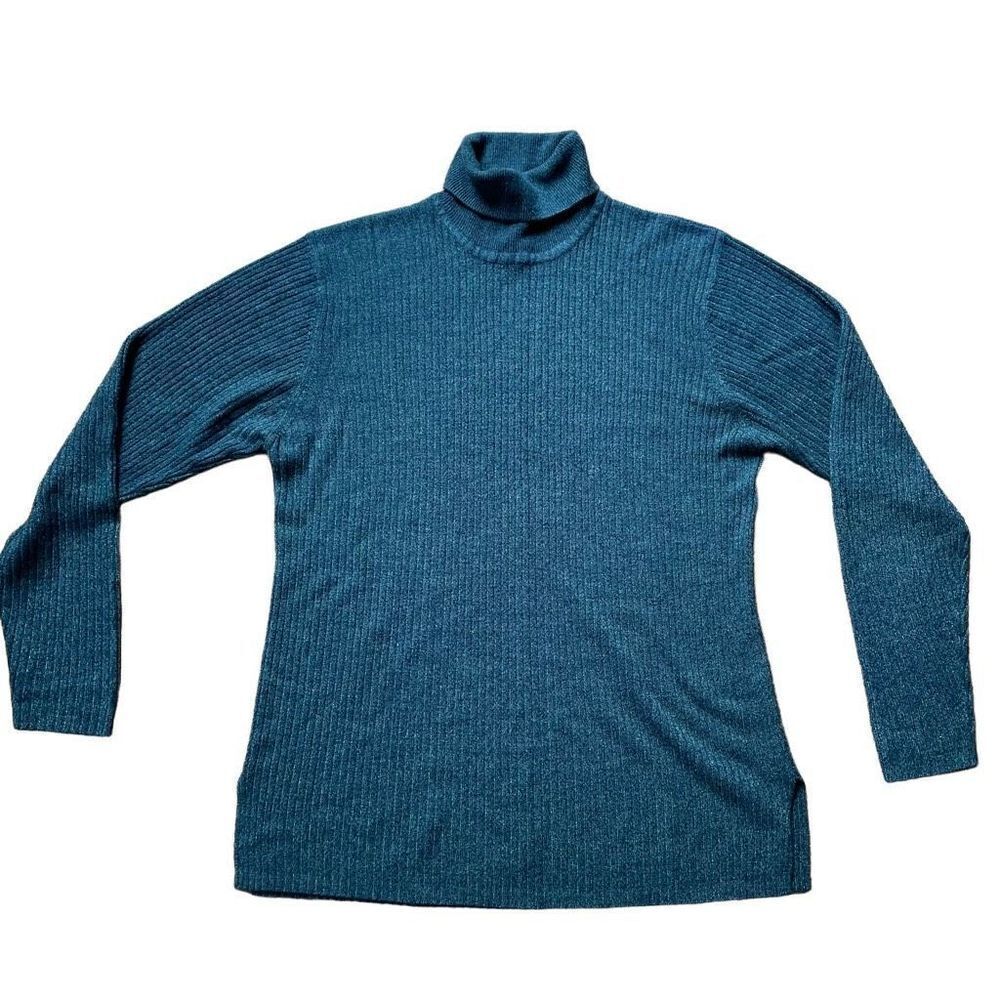 Stephanie Andrews Knit Set Womens L Turtleneck Sweater Maxi Skirt Hunter Green